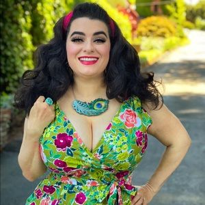 Erstwilder The Royal Eye Necklace Peacock Feather Pinup Jewel Turquoise Green